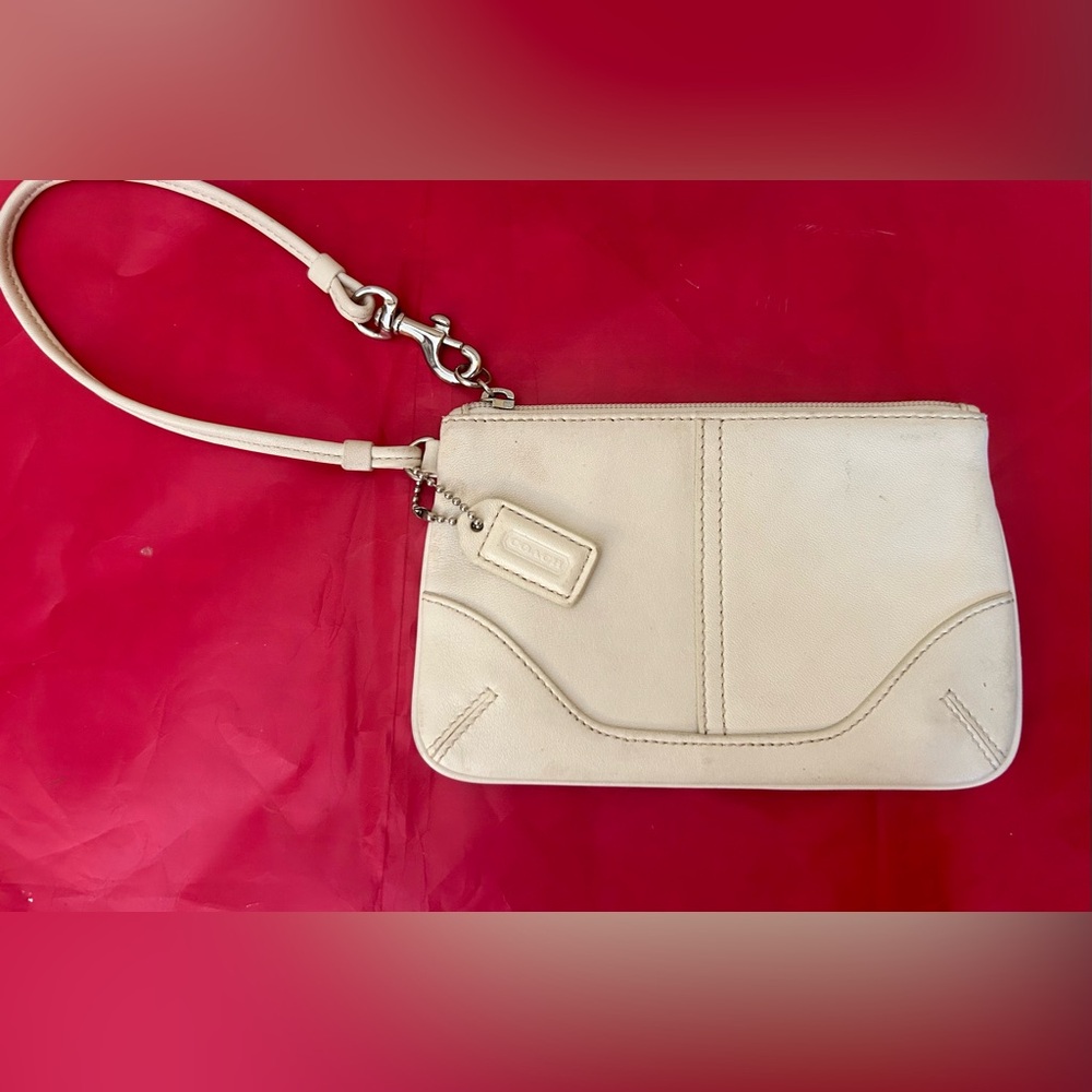 Coach Cream Leather Wristlet - Picture 6 of 9